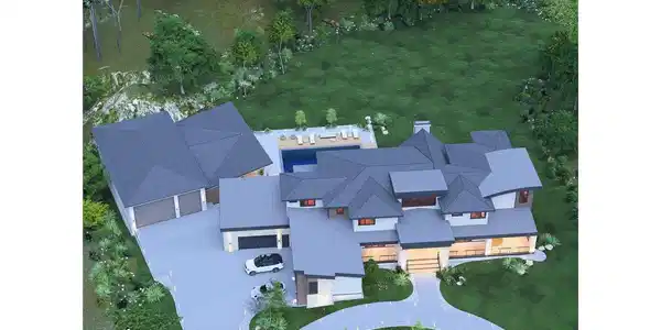 Image 2: Rendering of stunning new custom estate showcasing resort style living, expertly crafted by Flatiron Development & Custom Homes.