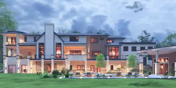 Image 4: Rendering of stunning new custom estate showcasing resort style living, expertly crafted by Flatiron Development & Custom Homes.