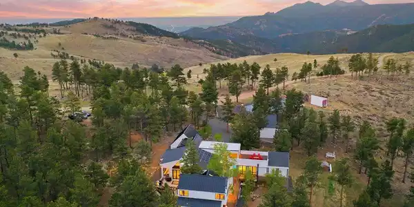 Image 2: Extensively mitigated 36 acres survived the Four Mile Fire and yet preserved a mature canopy of pines and aspens, creating a rare park-like wooded mountain sanctuary.