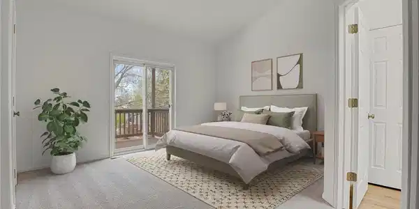Image 2: Primary bedroom with a deck and view of lookout mountain Image 2: Primary bedroom with a deck and view of lookout mountain