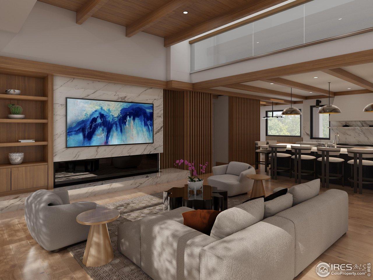 Image 4: Open living room with custom built-ins. The perfect place to cozy up for relaxed evenings. Image 4: Open living room with custom built-ins. The perfect place to cozy up for relaxed evenings.