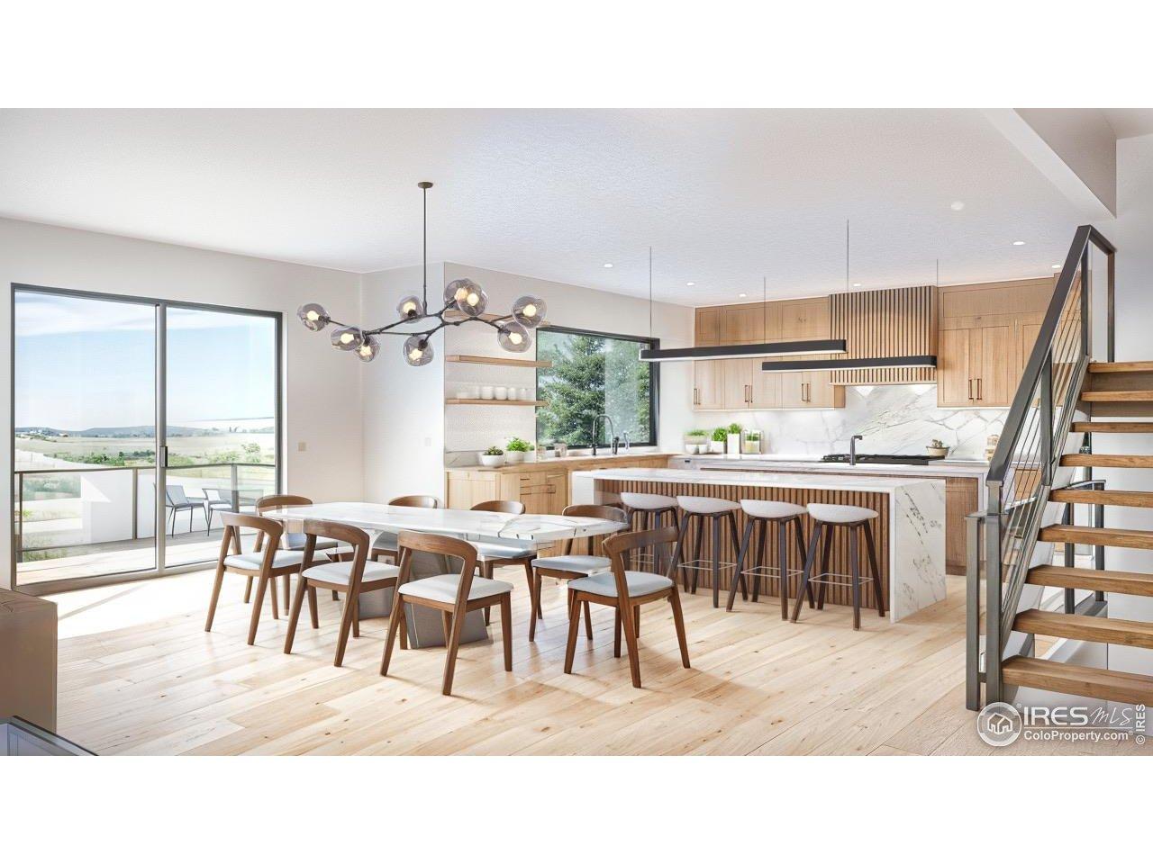 Image 3: Open main level layout with 9-ft+ ceilings and stunning unobstructed views of Boulder, the flatirons, foothills and so much more. Image is for rendering purposes only.