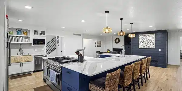 Image 2: Kitchen with Quartz Countertops, Stainless Steel Commercial Grade Appliances, 8 Burner Gas Range Image 2: Kitchen with Quartz Countertops, Stainless Steel Commercial Grade Appliances, 8 Burner Gas Range