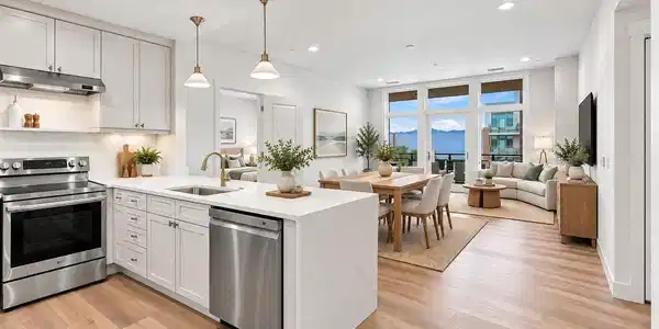 Image 4: Virtually staged Kitchen / Living room