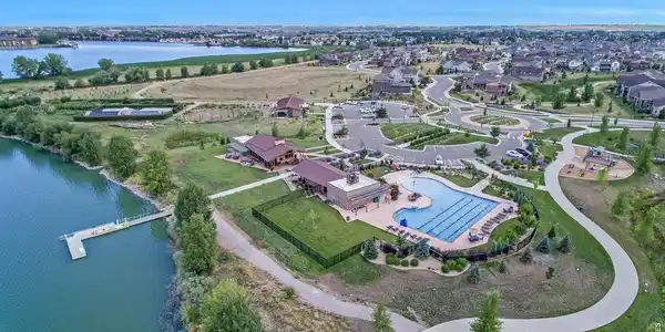 Image 4: Aerial of Lakes at Centerra. Note: current pool not operational, future pool coming & dock has been since removed Image 4: Aerial of Lakes at Centerra. Note: current pool not operational, future pool coming & dock has been since removed