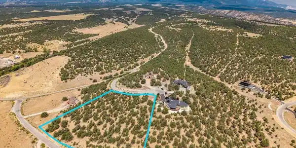 Image 2: Approx Lot Lines and aerial views to the West with the Collegiate Peaks towering in the back drop