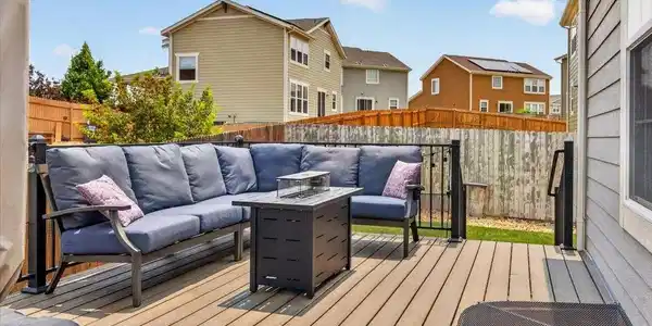 Image 2: This spectacular Trex deck holds the ultimate outdoor retreat for entertaining, relaxing, and enjoying beautiful Colorado sunsets. Image 2: This spectacular Trex deck holds the ultimate outdoor retreat for entertaining, relaxing, and enjoying beautiful Colorado sunsets.