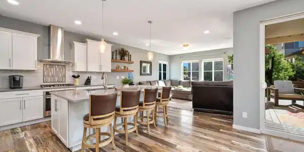 Image 3: Open Concept, White Washed Wood Floors. Image 3: Open Concept, White Washed Wood Floors.