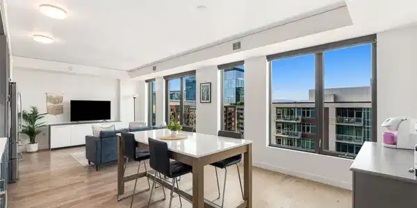 Image 2: A Flexible Chef's Table Sits Alongside Expansive Windows, Creating A Front-Row Seat To Rare Mountain-Horizon Views And Denver Sunsets.