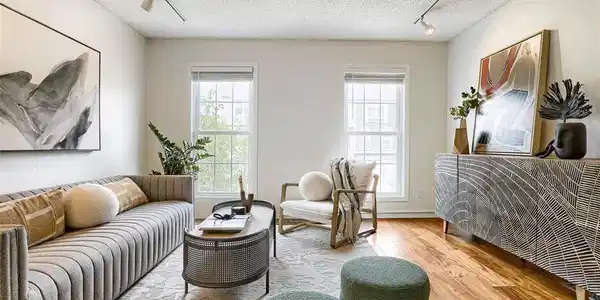 Image 3: Living Room with Two Big Windows Staged