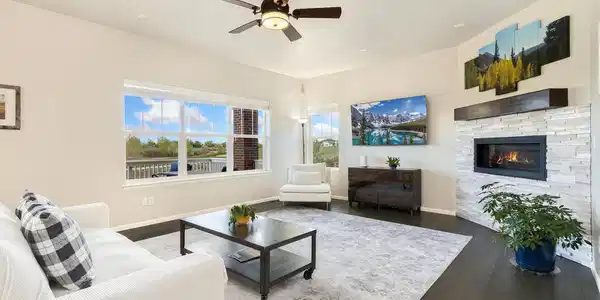 Image 3: Great Room Featuring Amazing Views to Course, Lakes, and Mountains