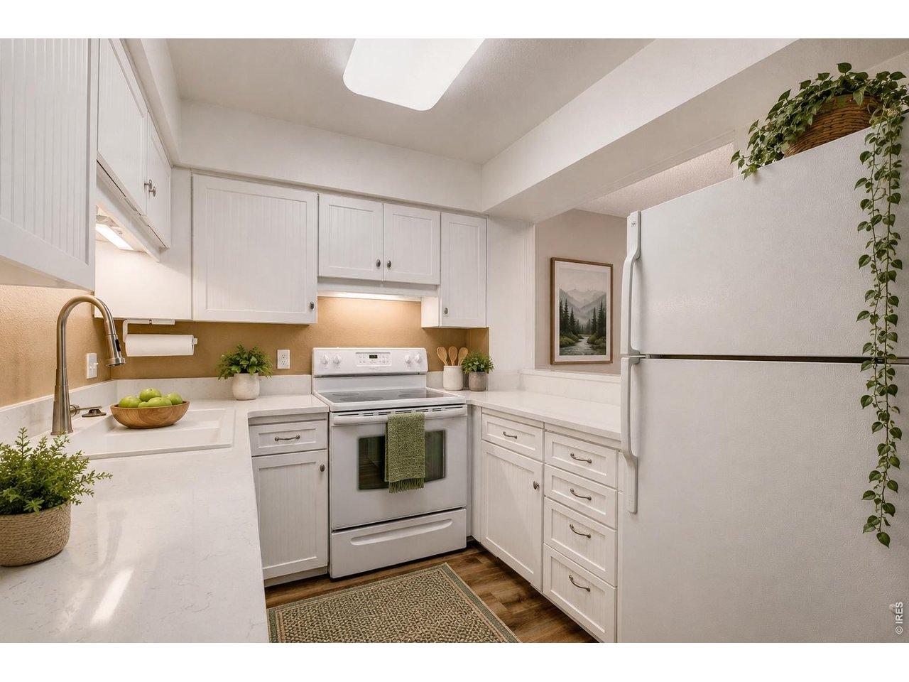 Image 3: The pass-through overlooking the living room from the kitchen enhances the open feel of the main living space (Some photos are virtually staged to show potential use of space) Image 3: The pass-through overlooking the living room from the kitchen enhances the open feel of the main living space (Some photos are virtually staged to show potential use of space)