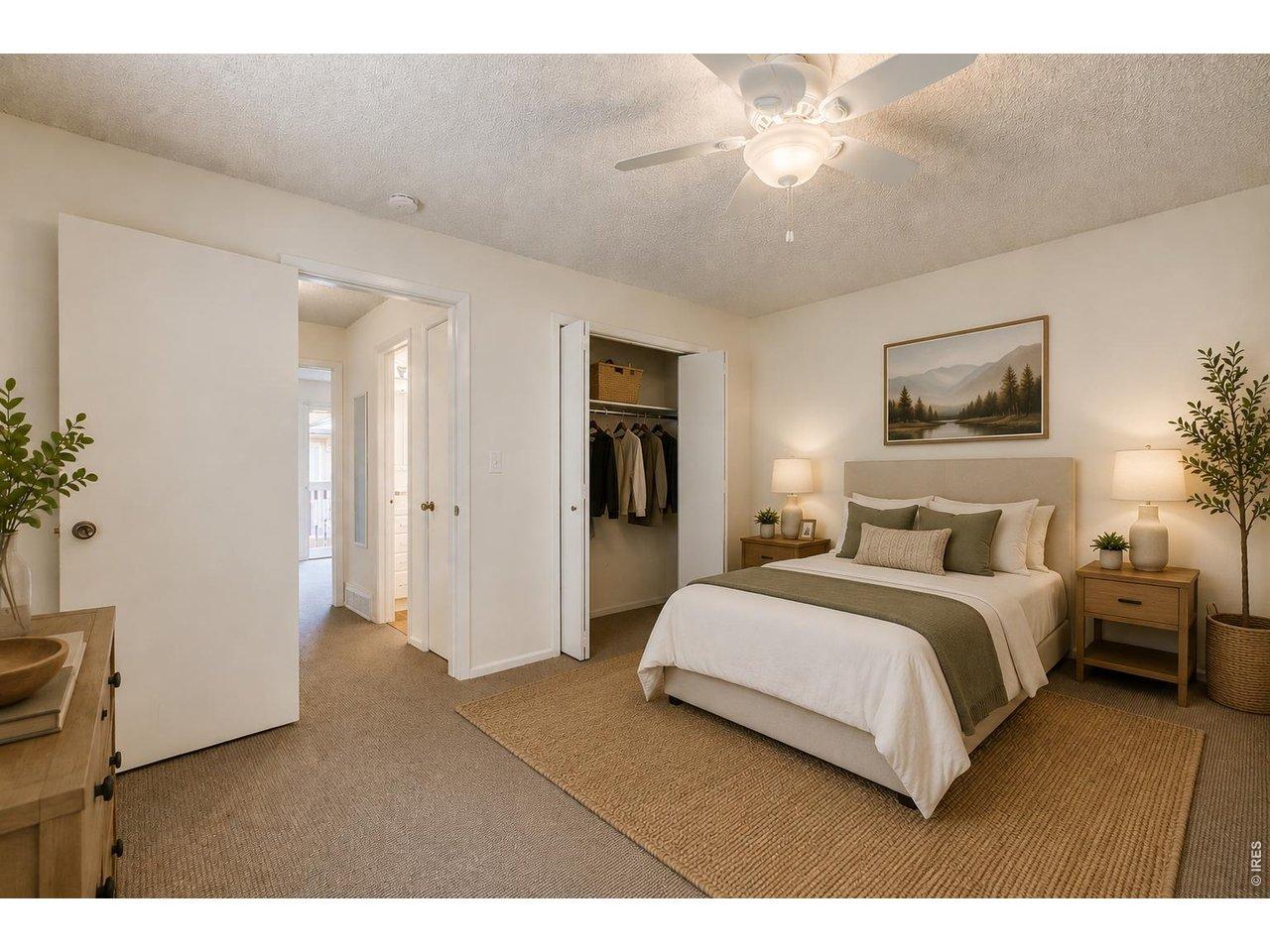 Image 4: Spacious Upper Bedroom #1 (Some photos are virtually staged to show potential use of space) Image 4: Spacious Upper Bedroom #1 (Some photos are virtually staged to show potential use of space)