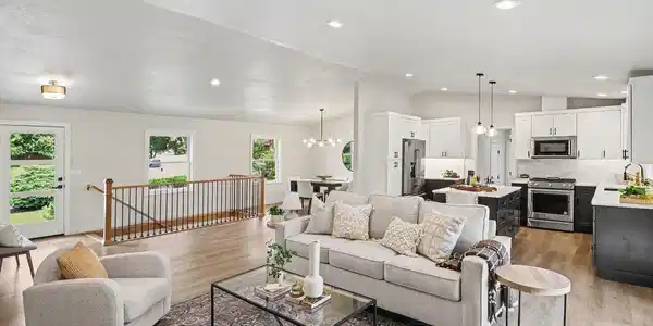 Image 3: The substantial brick exterior introduces timeless character, while vaulted ceilings, abundant natural light, and a curated material palette create an inviting sense of volume throughout the main level. Image 3: The substantial brick exterior introduces timeless character, while vaulted ceilings, abundant natural light, and a curated material palette create an inviting sense of volume throughout the main level.