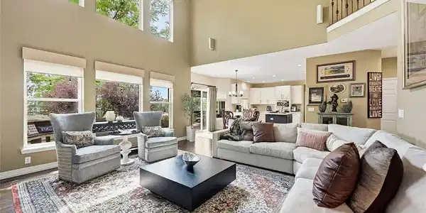 Image 3: Cozy two story living space with smart solar/privacy shades Image 3: Cozy two story living space with smart solar/privacy shades
