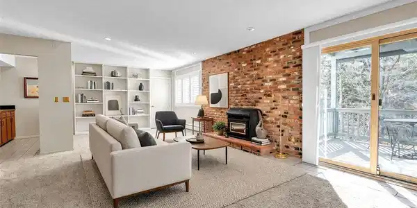 Image 4: Virtually staged. Family room reimagined with current architectural details! Image 4: Virtually staged. Family room reimagined with current architectural details!