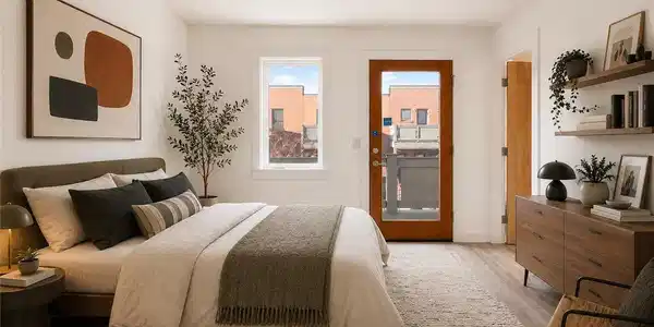 Image 3: Upper-level bedroom 1 with private balcony access Image 3: Upper-level bedroom 1 with private balcony access