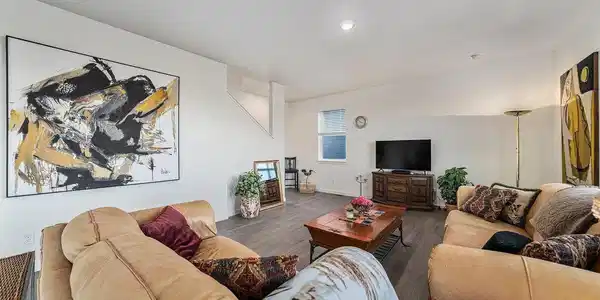 Image 2: Living room with luxury wide plank vinyl flooring. Image 2: Living room with luxury wide plank vinyl flooring.
