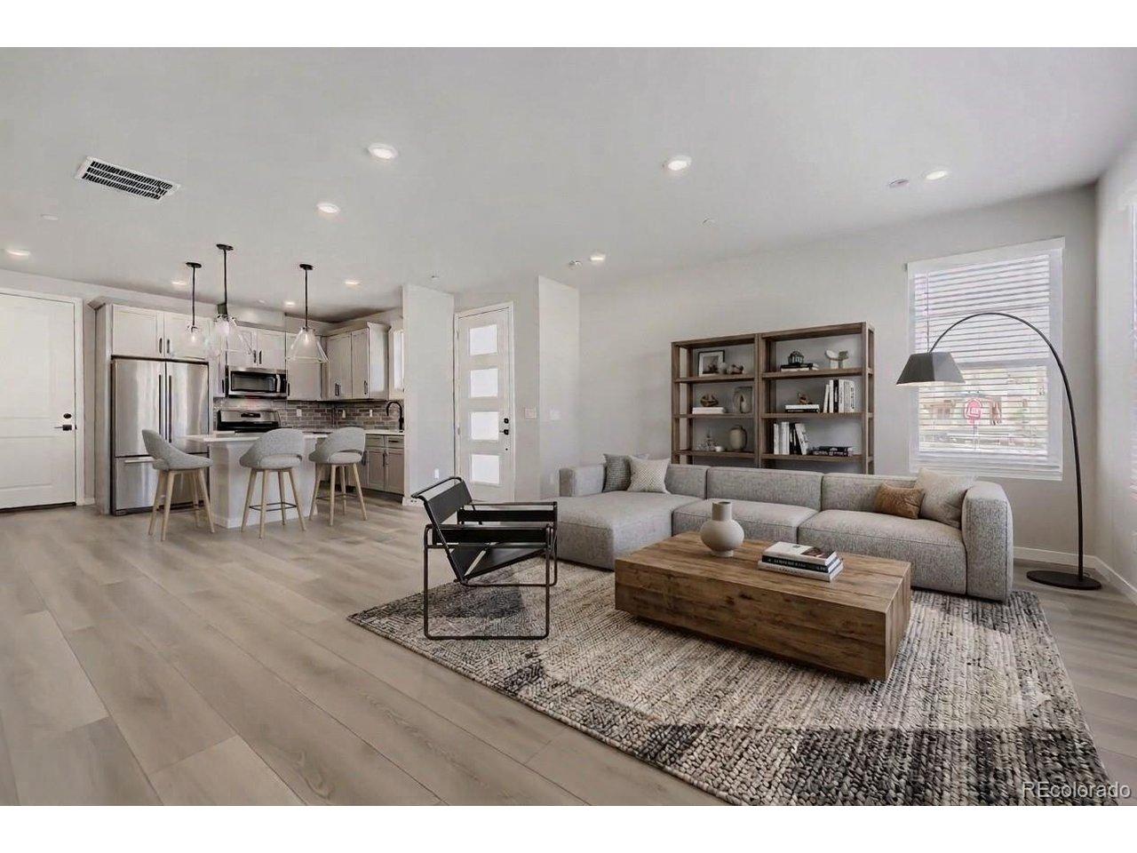 Image 1: virtually staged living room / kitchen Image 1: virtually staged living room / kitchen