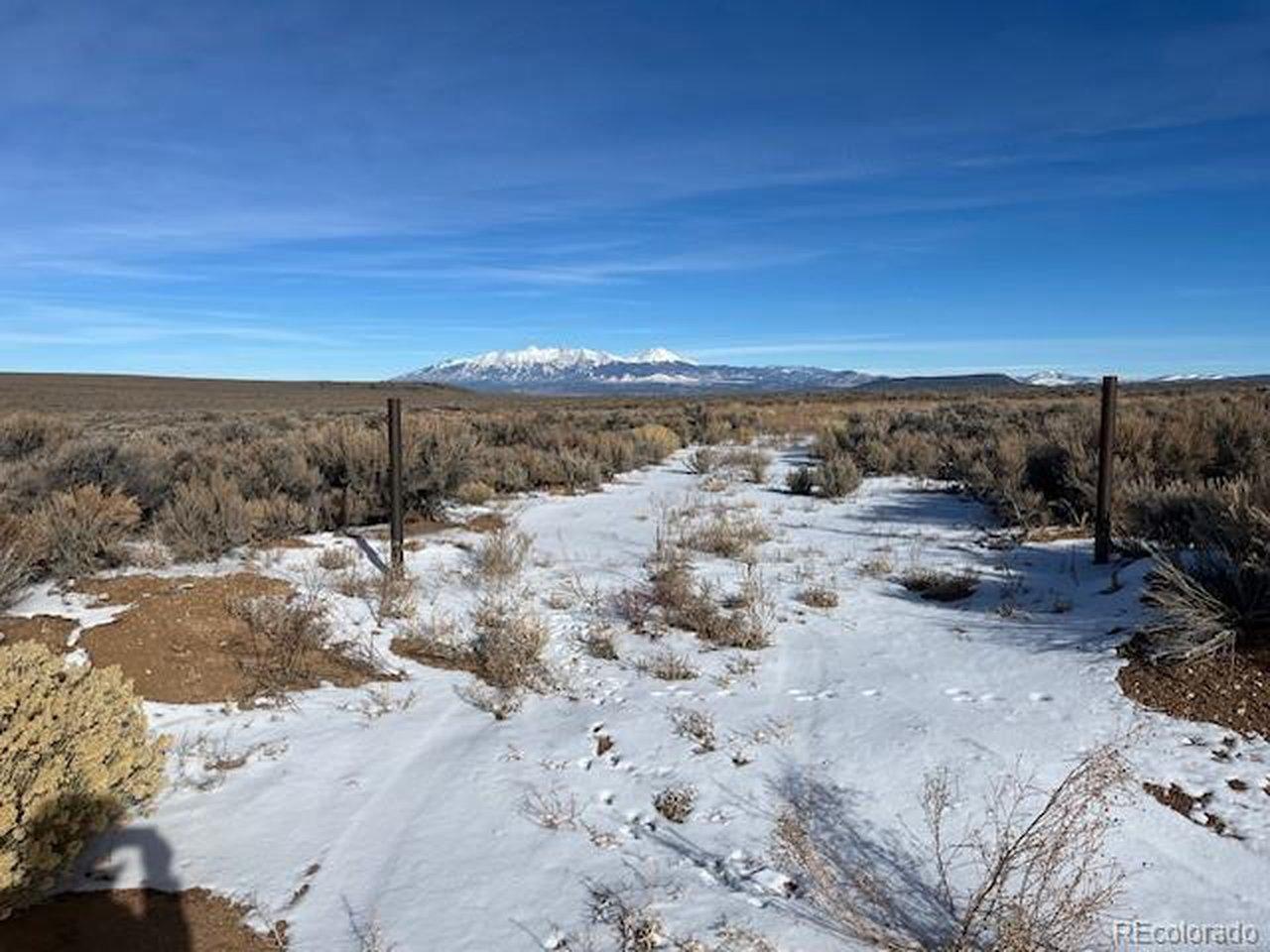 Image 3: Looking N along driveway, Mt Blanca in the distance. Image 3: Looking N along driveway, Mt Blanca in the distance.