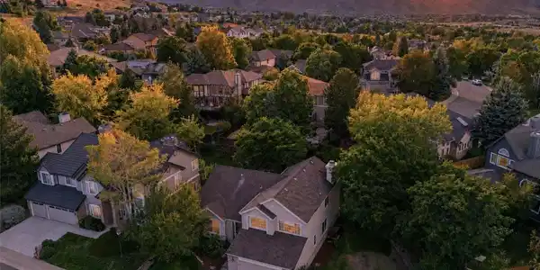 Image 2: Aerial view of the home and the sunset in Golden, CO Image 2: Aerial view of the home and the sunset in Golden, CO
