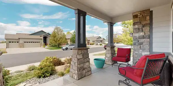 Image 3: Welcoming covered front porch with mountain views Image 3: Welcoming covered front porch with mountain views