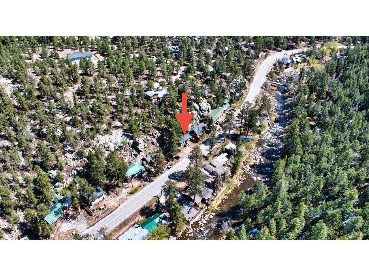 Image 3: A wide aerial perspective highlighting the stunning Big Thompson Canyon setting. Image 3: A wide aerial perspective highlighting the stunning Big Thompson Canyon setting.