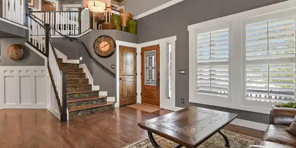 Image 4: Living room and view of upstairs from front door Image 4: Living room and view of upstairs from front door