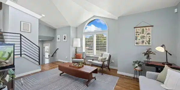 Image 4: Vaulted Ceilings Enhance the Grandeur of the Living Room Image 4: Vaulted Ceilings Enhance the Grandeur of the Living Room