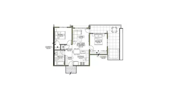 Image 2: Residence 303 features two bedrooms, one bathroom, open living space, and private deck that faces southeast, towards Peak One. Image 2: Residence 303 features two bedrooms, one bathroom, open living space, and private deck that faces southeast, towards Peak One.