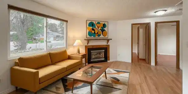 Image 4: East facing living room for sunny mornings (virtually staged) Image 4: East facing living room for sunny mornings (virtually staged)