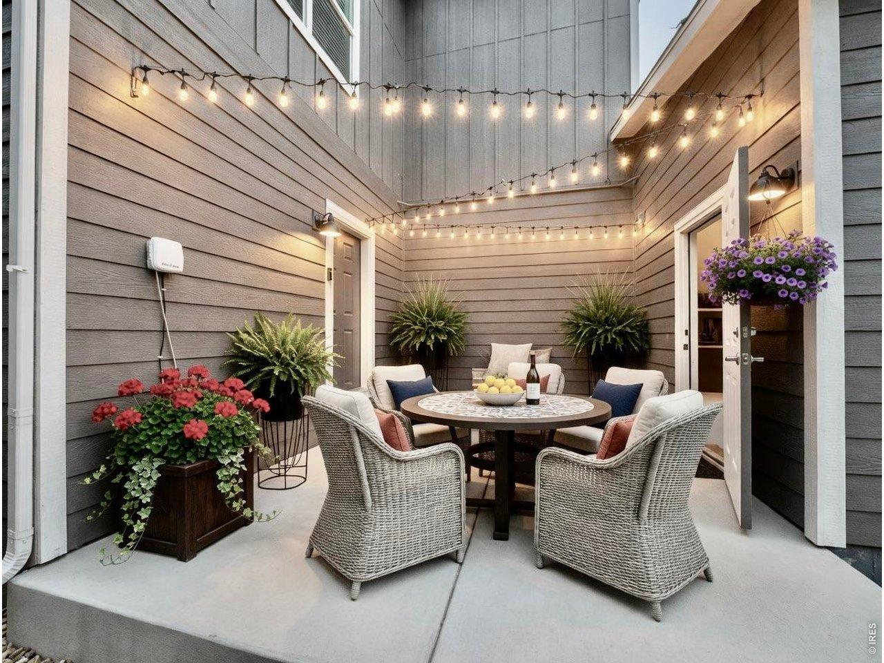 Image 4: Private patio with overhead lights! (Virtual patio furnishings shown) Image 4: Private patio with overhead lights! (Virtual patio furnishings shown)