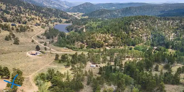 Image 2: Aerial view showing property proximity to Lower Lone Pine.  X marks the camping pad location.