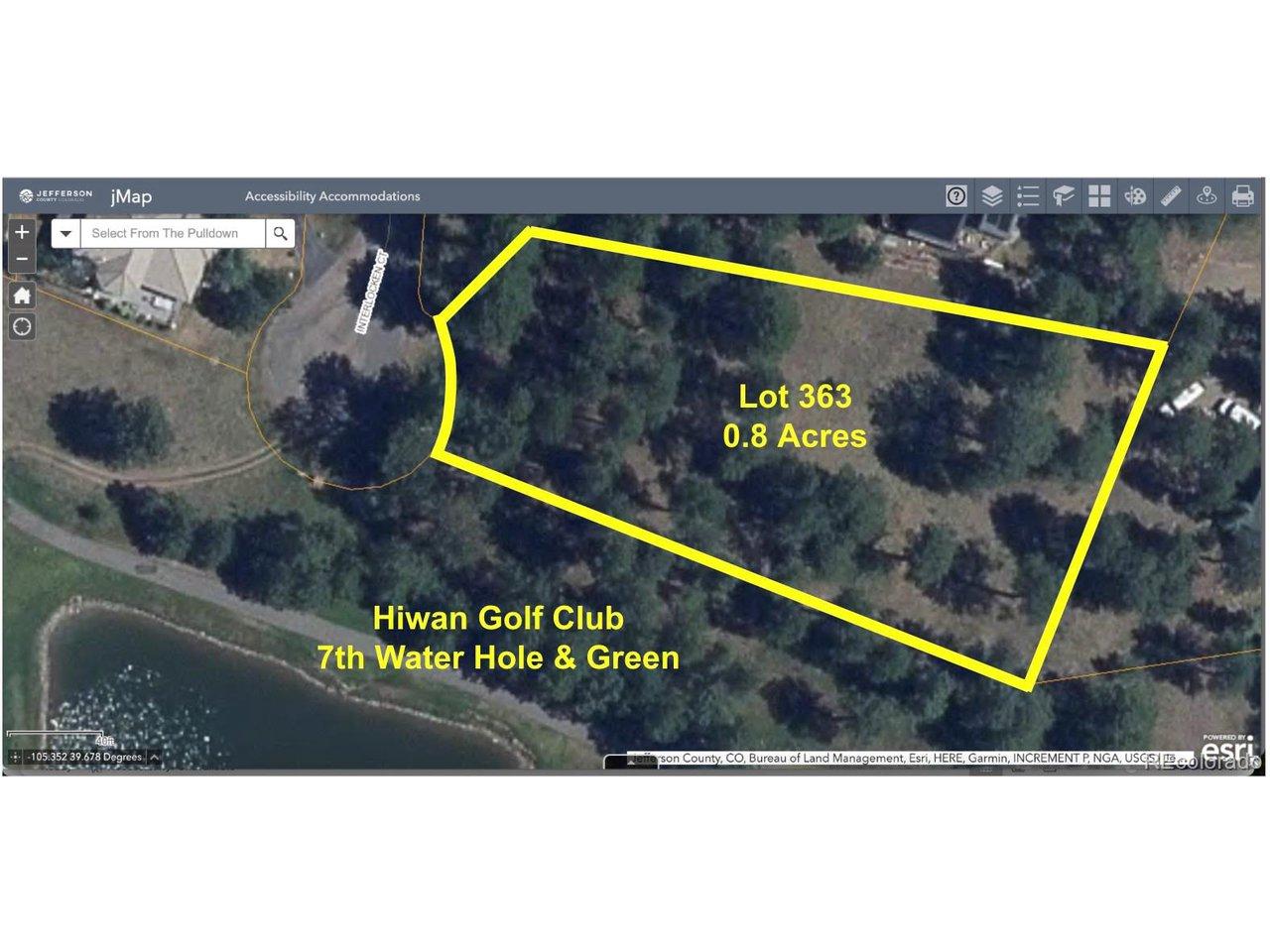 Image 4: 4 - Jeffco Esri Arial of Lot 363 & Hiwan Golf Club 7th Water Hole Image 4: 4 - Jeffco Esri Arial of Lot 363 & Hiwan Golf Club 7th Water Hole