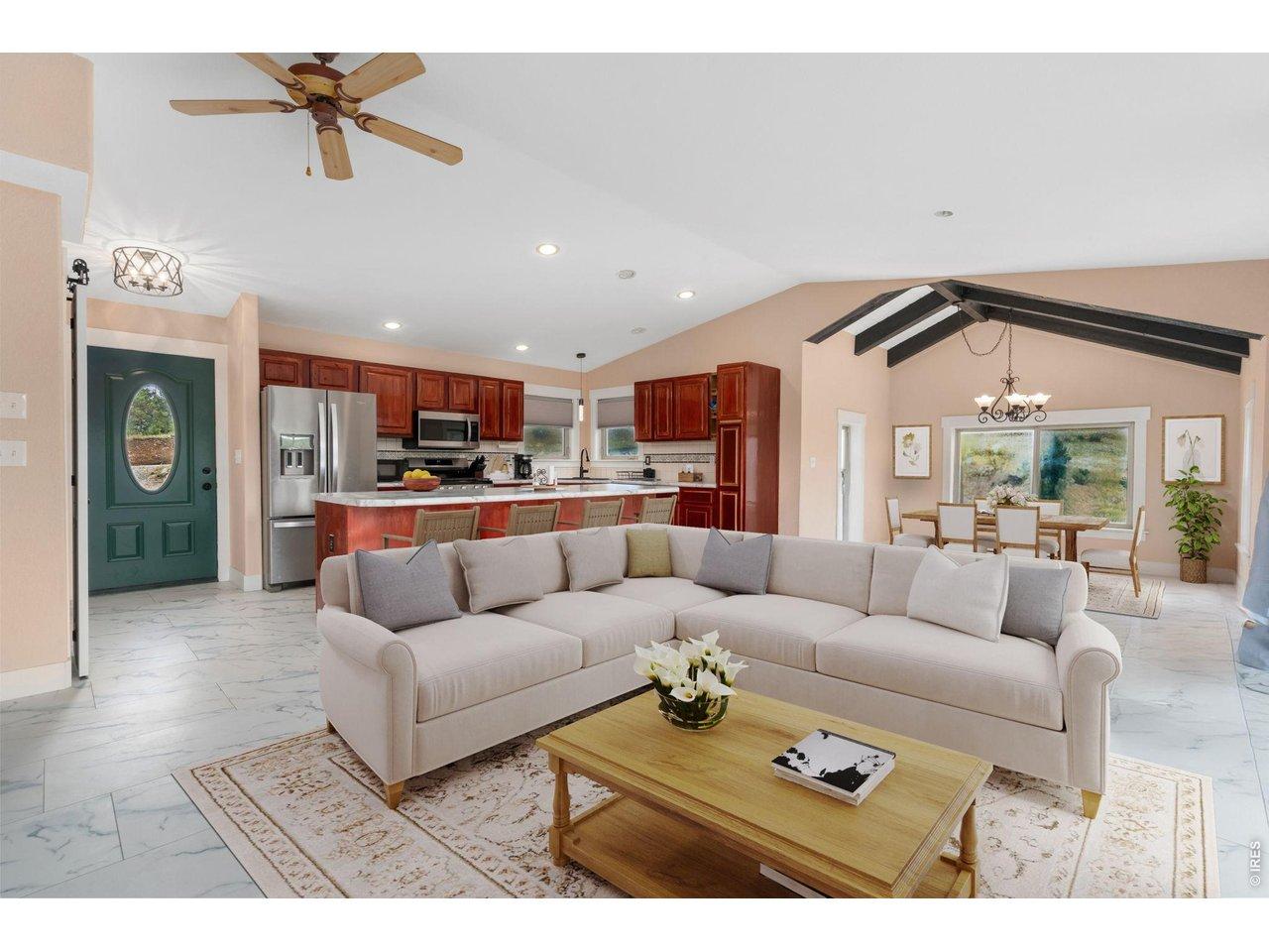 Image 4: Great room opens to kitchen & dining nook (virtually staged). Main floor is completely refreshed. Image 4: Great room opens to kitchen & dining nook (virtually staged). Main floor is completely refreshed.