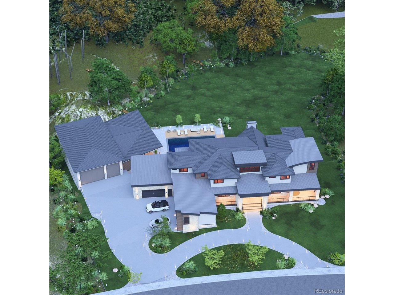 Image 1: Rendering of stunning new custom estate showcasing resort style living, expertly crafted by Flatiron Development & Custom Homes.