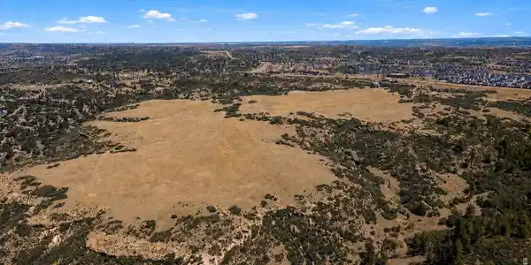 Image 2: Drone view across the gently rolling grassland, ringed by scrub oak and ponderosa pine. Open, buildable expanse with natural privacy buffers and direct adjacency to existing development. Image 2: Drone view across the gently rolling grassland, ringed by scrub oak and ponderosa pine. Open, buildable expanse with natural privacy buffers and direct adjacency to existing development.