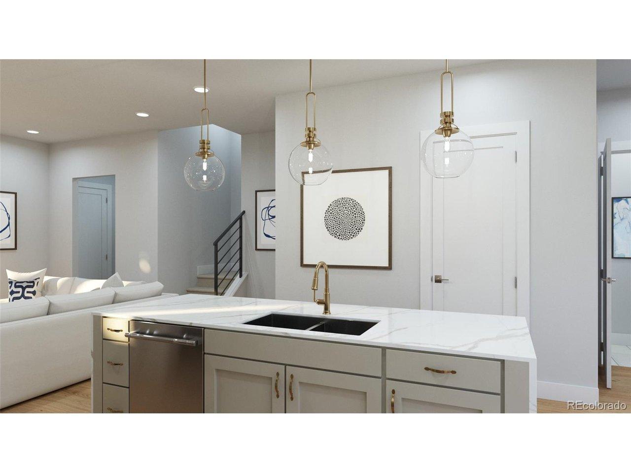 Image 4: Kitchen option features custom designer lighting. Disclaimer: Images are representative of available finishes. Finishes in homes under construction may vary. Image 4: Kitchen option features custom designer lighting. Disclaimer: Images are representative of available finishes. Finishes in homes under construction may vary.