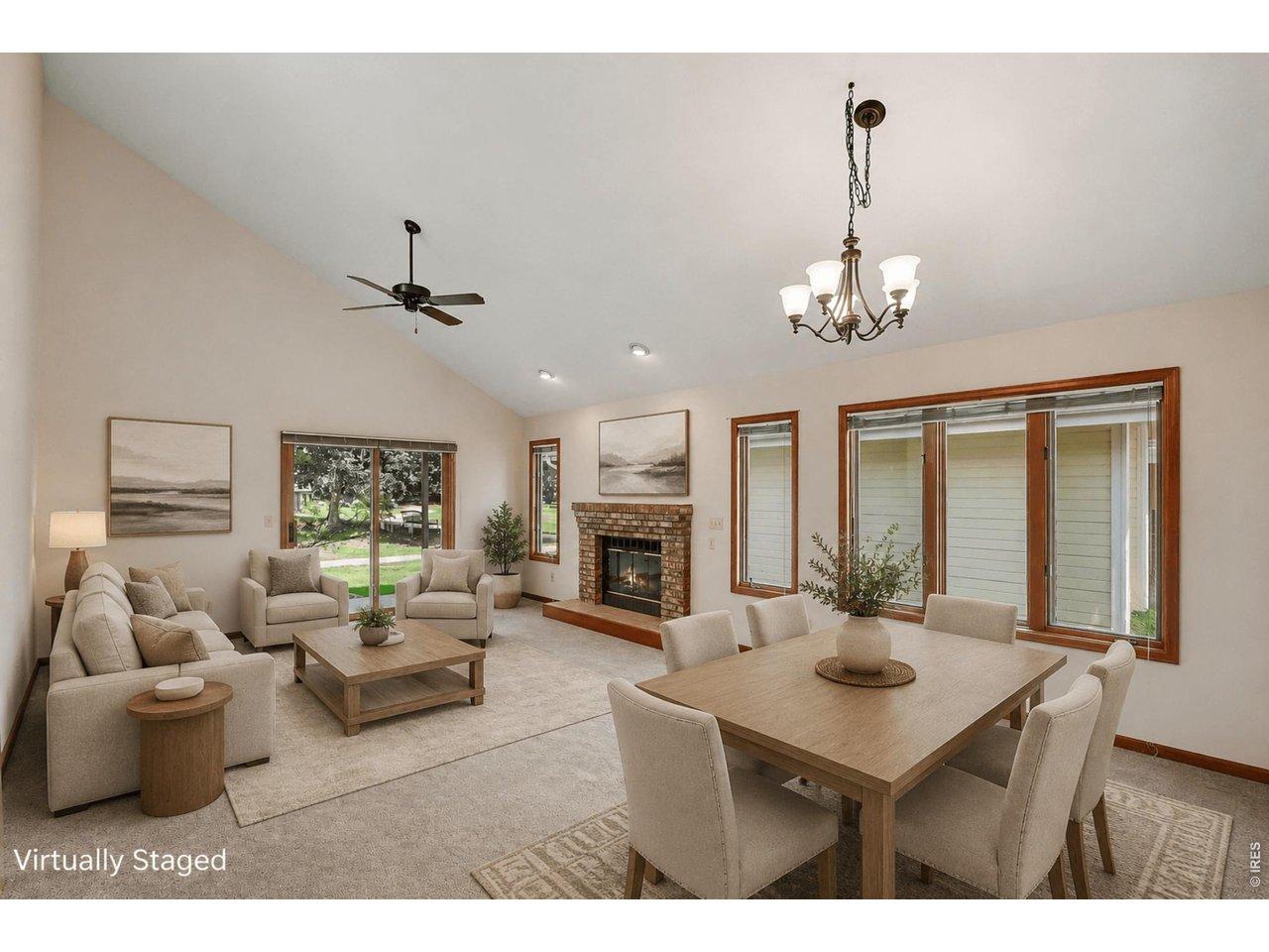 Image 3: Virtually Staged Living Room and Dining Area