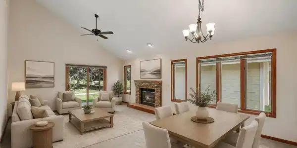 Image 3: Virtually Staged Living Room and Dining Area Image 3: Virtually Staged Living Room and Dining Area