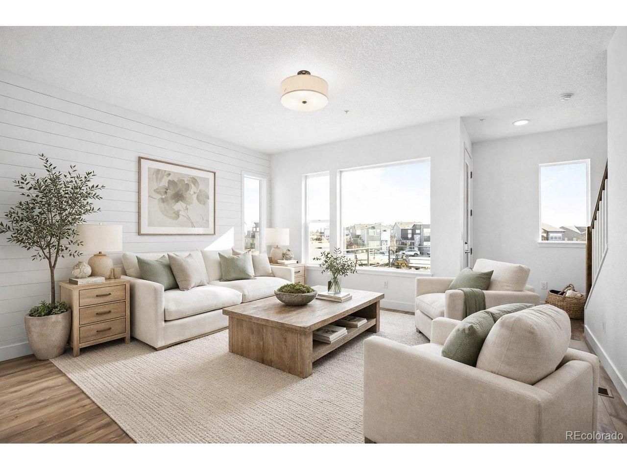 Image 2: 9ft ceilings and large windows in living area. Virtually Staged.