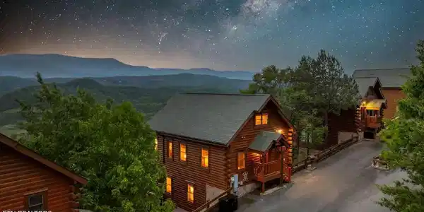 Image 3: Cabin Front Night