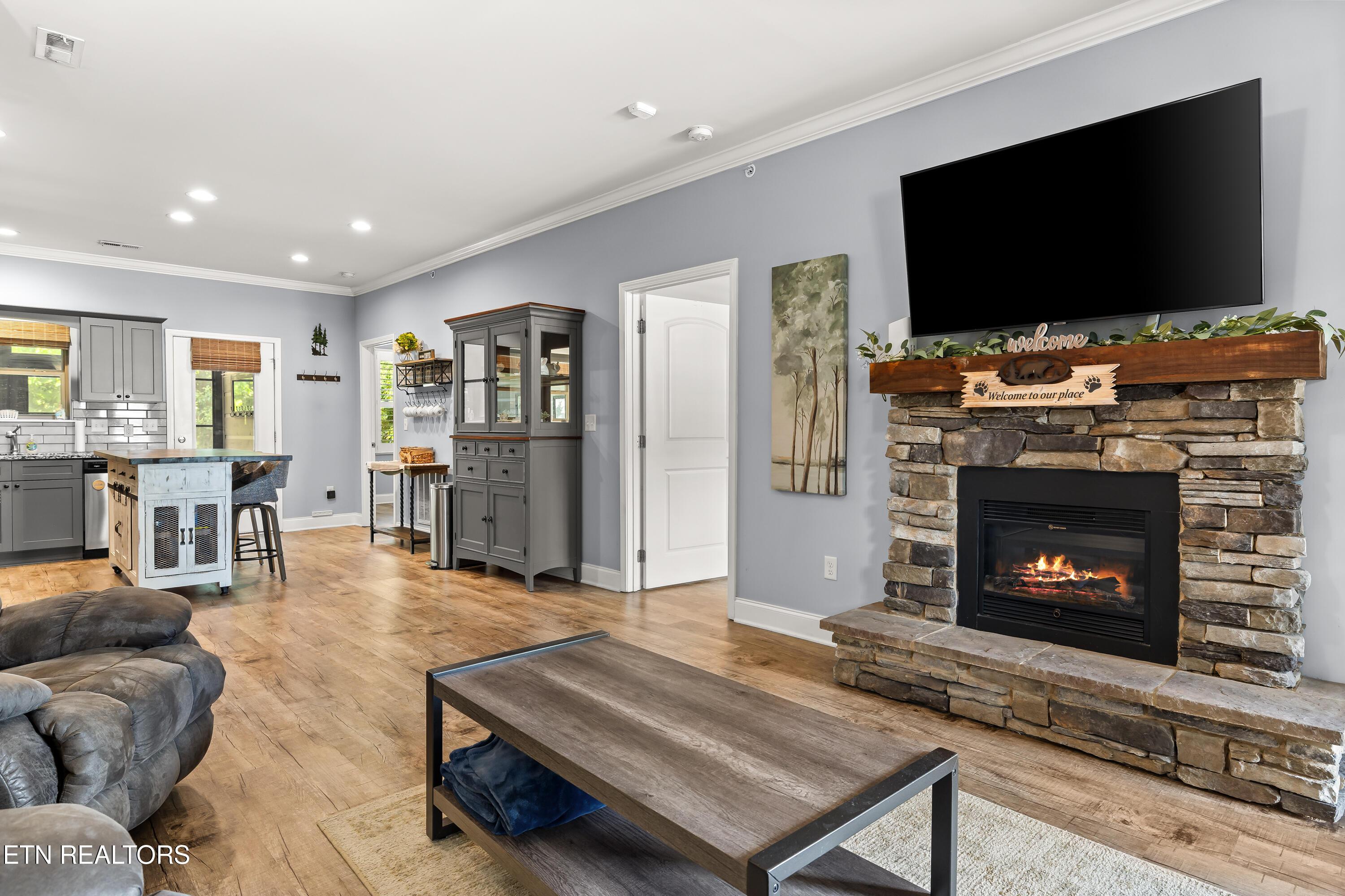 Image 4: Stacked Stone Fireplace
