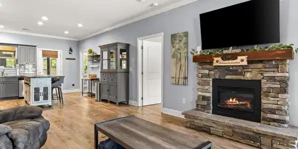 Image 4: Stacked Stone Fireplace