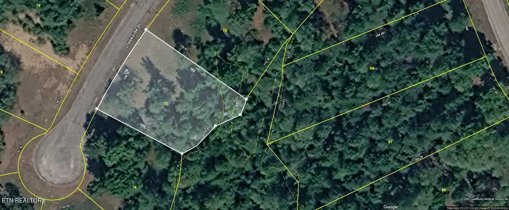 Image 1: Lot 73 Creekside Aerial w Flood Zone inm