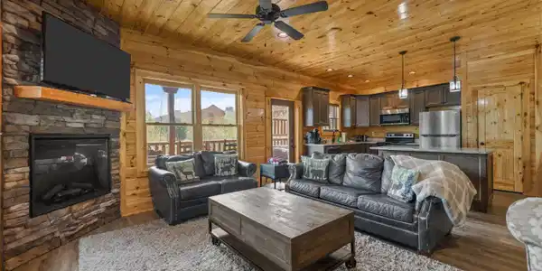 Image 3: Grand Living Area with Fireplace