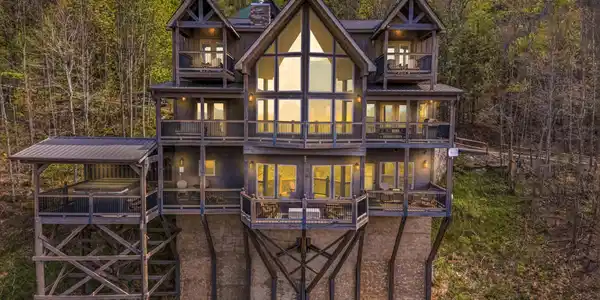 Image 3: Back of Cabin - Twilight