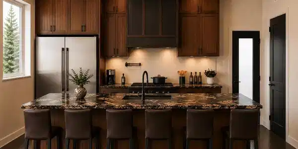 Image 3: Virtually staged to show hood, beam & backsplash c