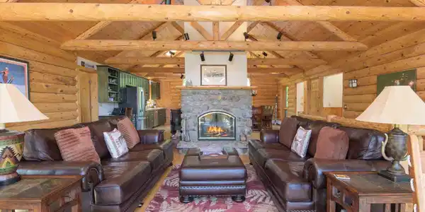 Image 3: Great Room w/ Double-Sided Fireplace