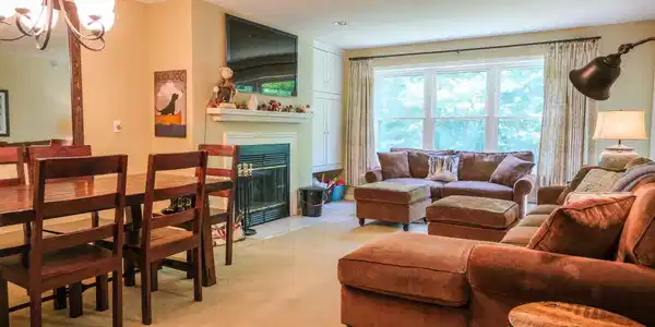 Image 4: Living room with wood fireplace